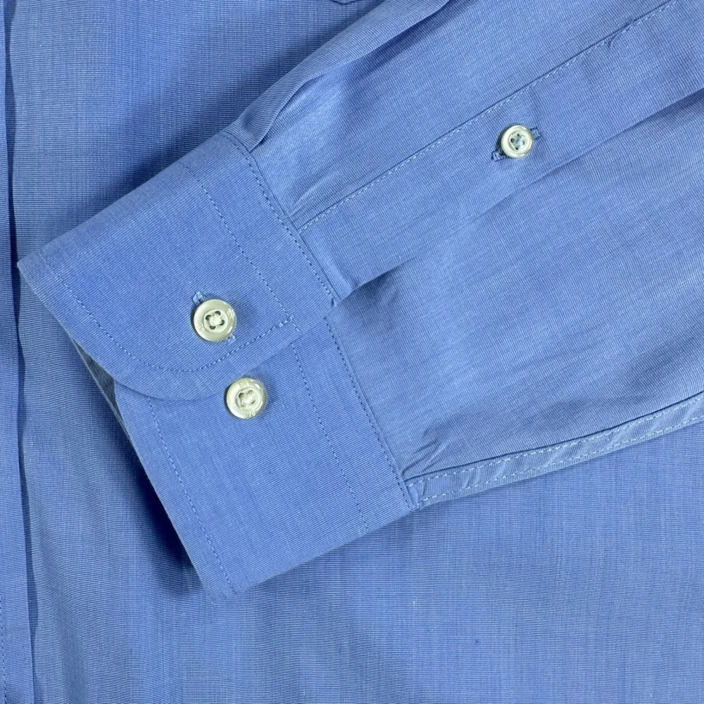 Banana Republic Button Down Mens XL Blue Luxe Stretch Poplin Grant Slim Fit